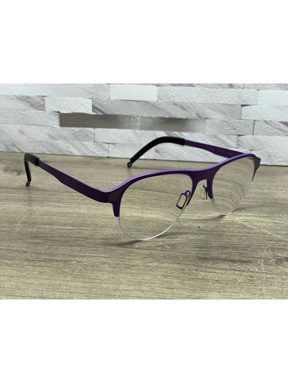 Entourage of 7 ‘Riverside’ 52[]18-140 Purple Titanium Eyeglasses Half Rim Frames